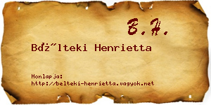 Bélteki Henrietta névjegykártya
