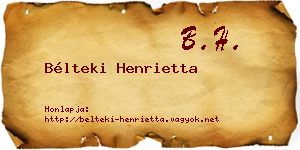 Bélteki Henrietta névjegykártya